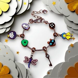 🆕 Animated Thriller "Coraline" Inspired Charm Bracelet - Punk Style - Black Cat